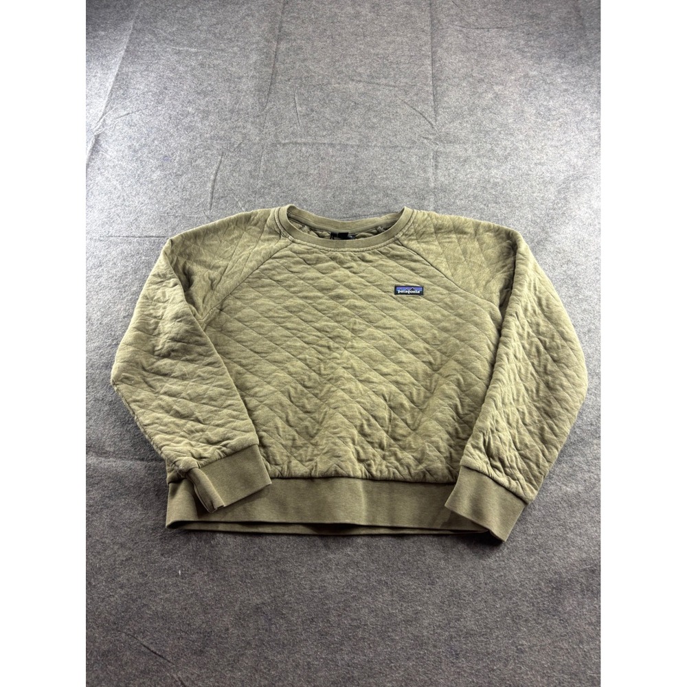 Patagonia Quilted Crewneck Sweatshirt in Olive Green